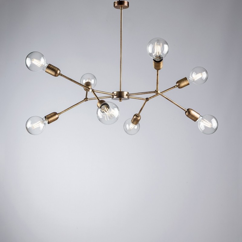Lampadario in ferro Bronzato Spazzolato otto luci 79x h66 cm industrial