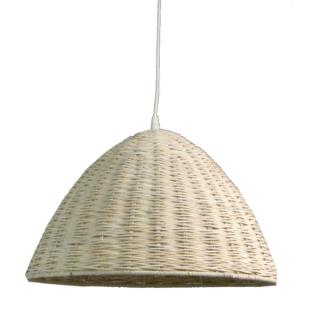 Lampadario in rattan sbiancato, dimensioni 40x28 cm
