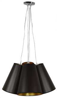 Lampadario moderno con 4 cappelli neri Ø 60 cm e altezza 130 cm