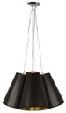 Lampadario moderno con 4 cappelli neri Ø 60 cm e altezza 130 cm