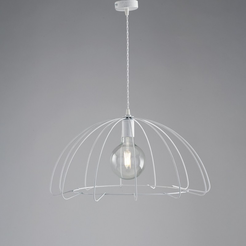 Lampadario moderno in ferro urban industrial bianco cm 55