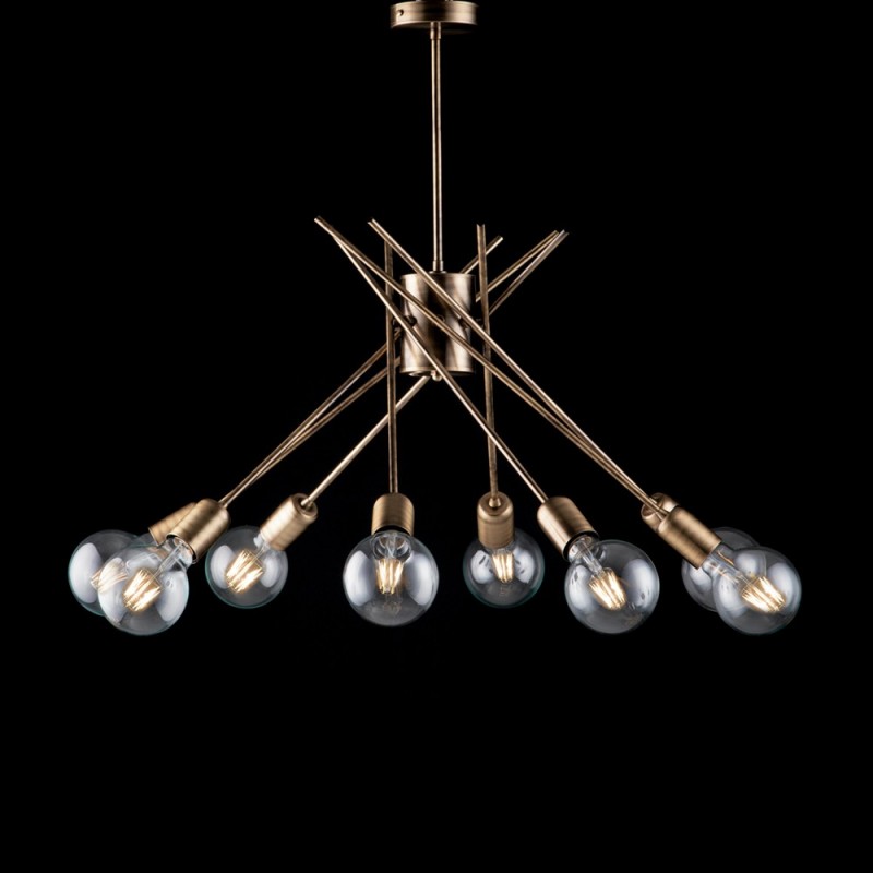 Lampadario moderno urban industrial in ferro spazzolato cm 64