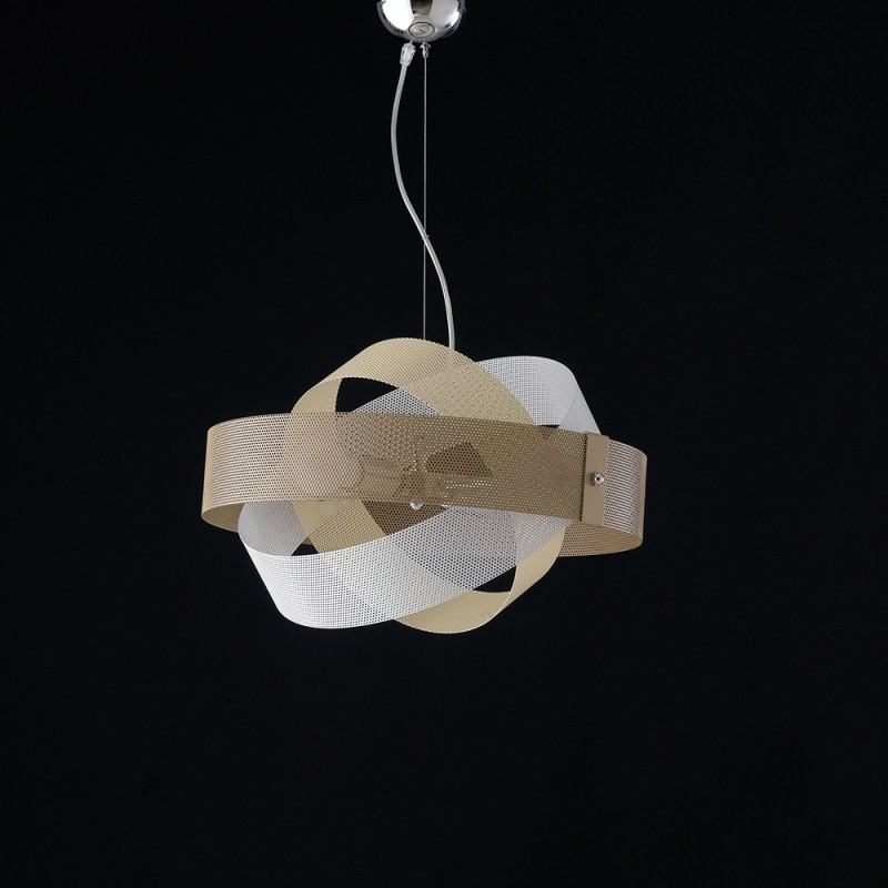 Lampadario sospensione moderna Tortora Bianco 2 luci diametro 47x h13  cm