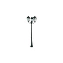 Lampione 3 luci  in pressofusione di alluminio nero diffusori in vetro h. 264 cm