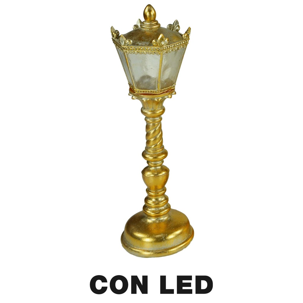 Lampione in resina oro con led cm13x12,5h41,5