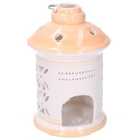 Lanterna in ceramica arancione tonda 11,5x11,5x17,5 cm