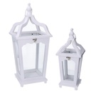 Lanterna in legno bianco rettangolare 22,5x22,5 cm, altezza 52 cm