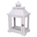 Lanterna in legno bianco quadro 24x16 cm, altezza 39 cm