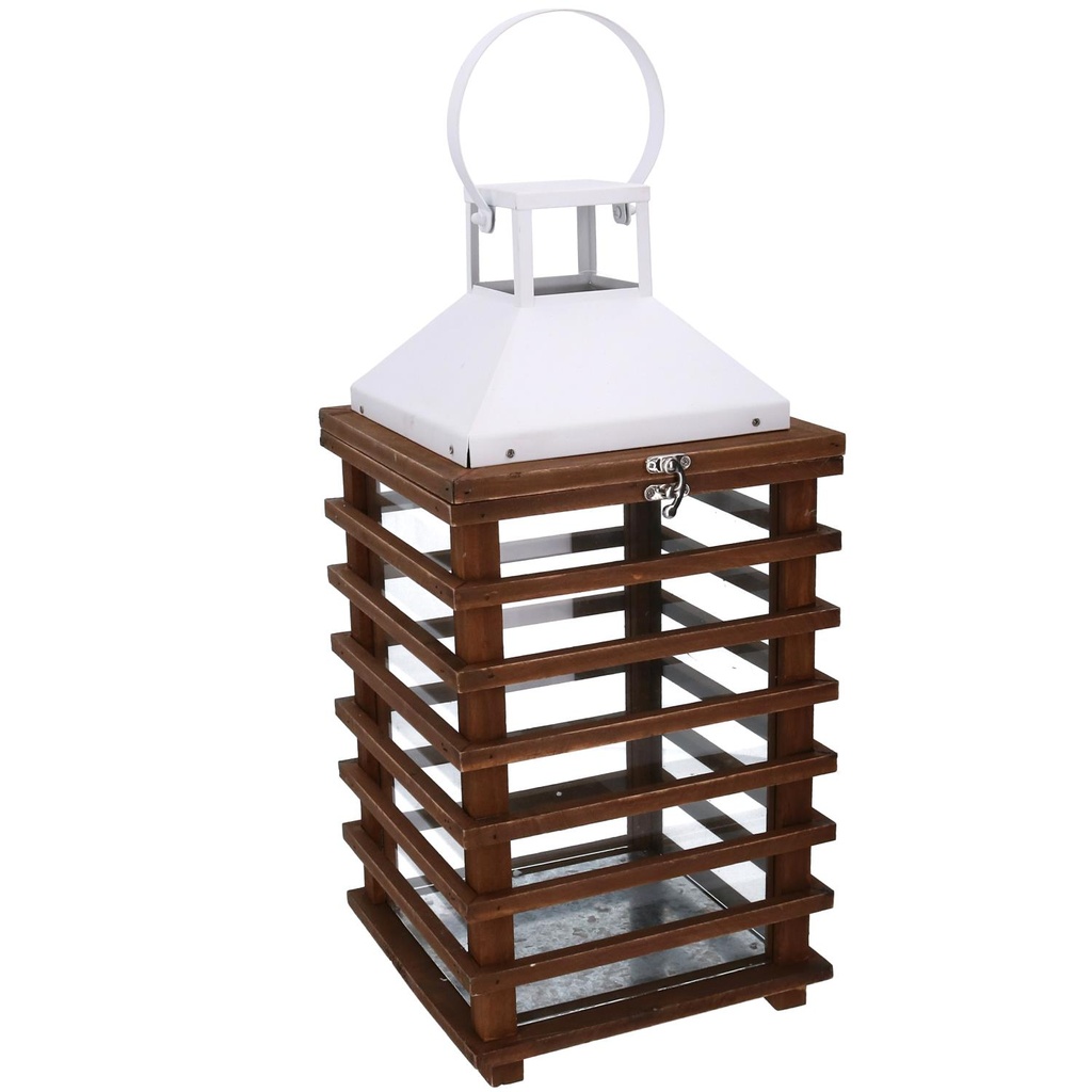 Lanterna rettangolare in legno marrone cm23,5x23h49