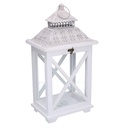 Lanterna in legno e metallo bianco rettangolare 23x17h45 cm