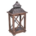 Lanterna in legno e metallo, colore noce bronzo, rettangolare cm23x17h45