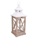 Lanterna in legno naturale bianco quadro 22x22x56,5 cm