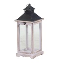 Lanterna in legno sbiancato rettangolare 19x19x42,5 cm