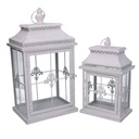 Lanterna rettangolare in metallo bianco opaco argentata cm25x18h47,5