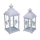 Lanterna Metallo Bianco Opaco Dorato Quadro 22x22x51 cm
