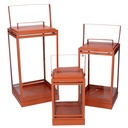 Lanterna metallo arancione 18x18h36,3-42,5 cm