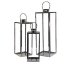 Lanterna Metallo Argento Quadro cm29x28,5h85