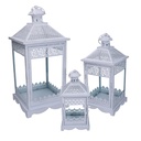 Lanterna Metallo 1-3 Bianco Opaco Argentato Quadro 24x24x52,5 cm