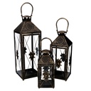Lanterna in metallo nero e oro 19x19h54-66 cm