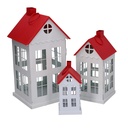 Lanterna Metallo 1-3 Tetto Rosso Quadro 17x17x34 cm