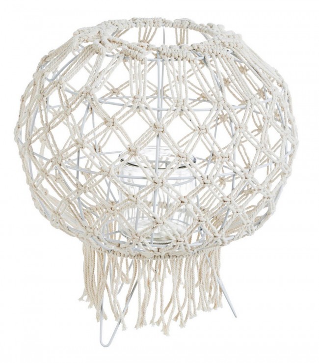 Lanterna Vintage in Macramé Bianca 38h cm