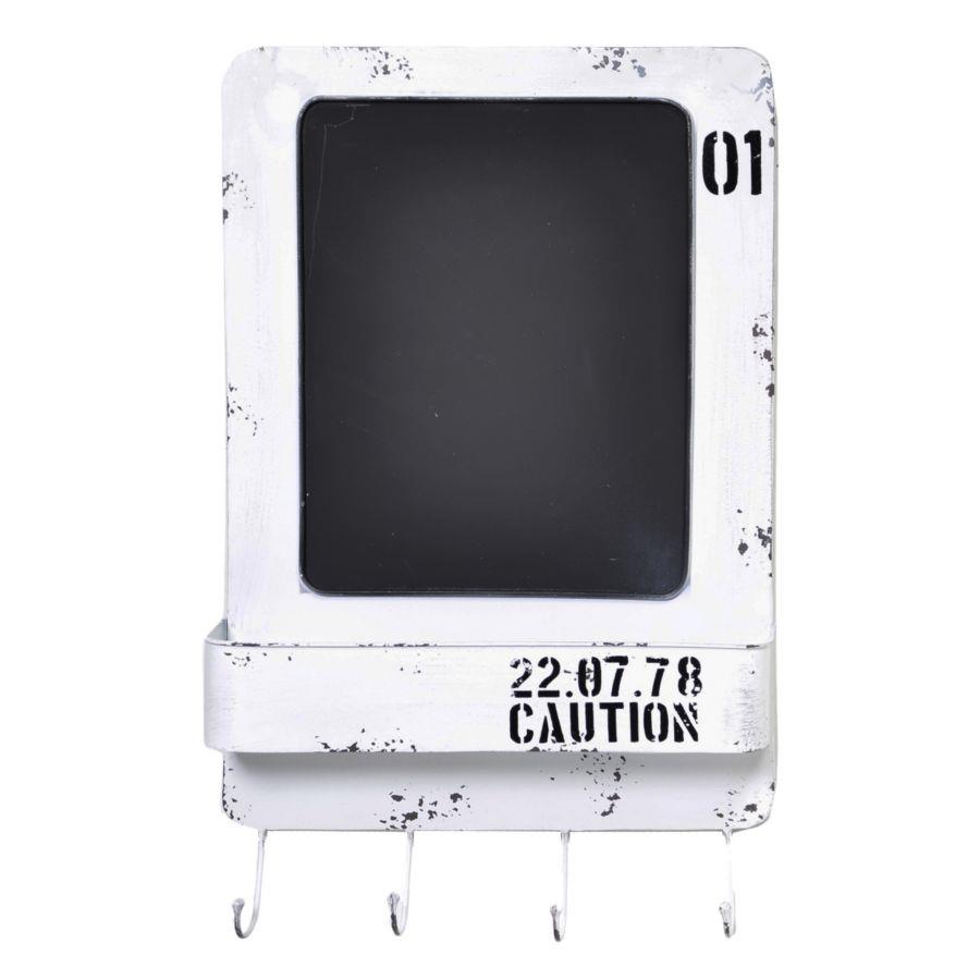 Lavagna Metallo Bristol Bianco con Mensola e Appendino 4 Posti cm35x57,5x7