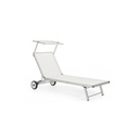 Lettino Cross pieghevole con ruote in alluminio bianco - 65x196x62 cm