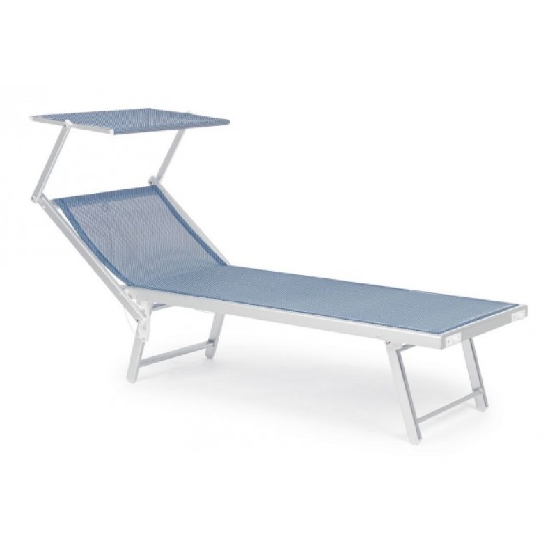 Lettino pieghevole blu in alluminio - Dimensioni: 71x186x106.5cm