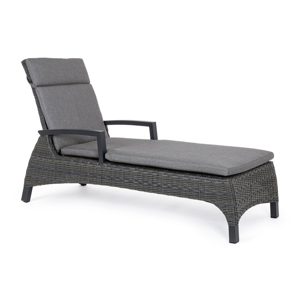 Lettino con cuscini Britton antracite 205x72/106x42 cm