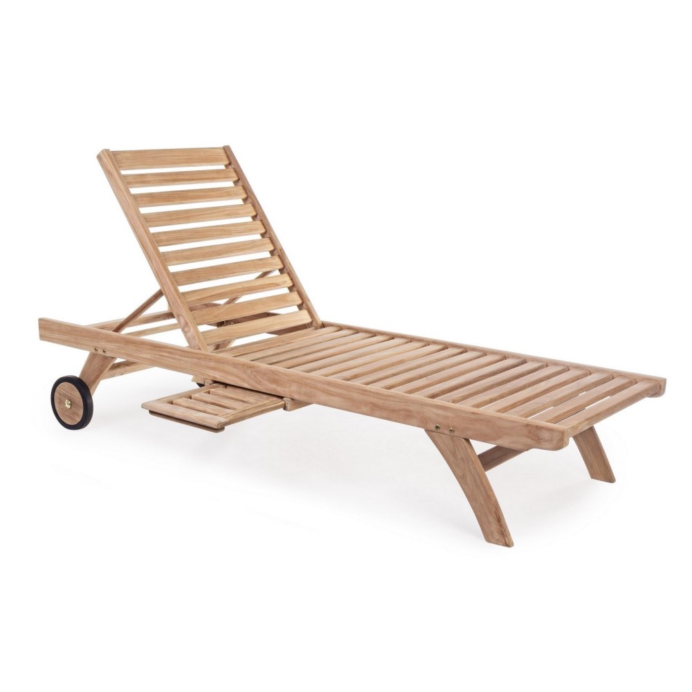 Lettino con ruote in Teak