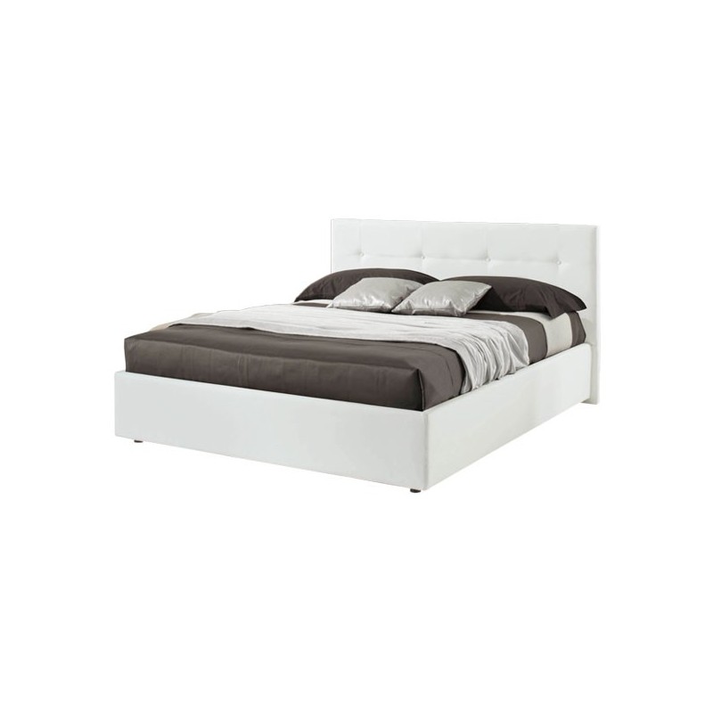 Letto matrimoniale c/ contenitore  in ecopelle Bianco 182x205xh.120 cm