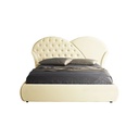 Letto matrimoniale c/contenitore in ecopelle crema  215x220xh.122 cm