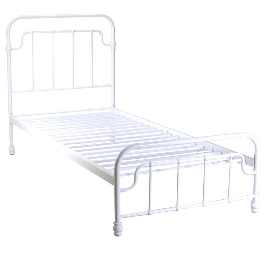 Letto singolo in metallo bianco 90x200 cm