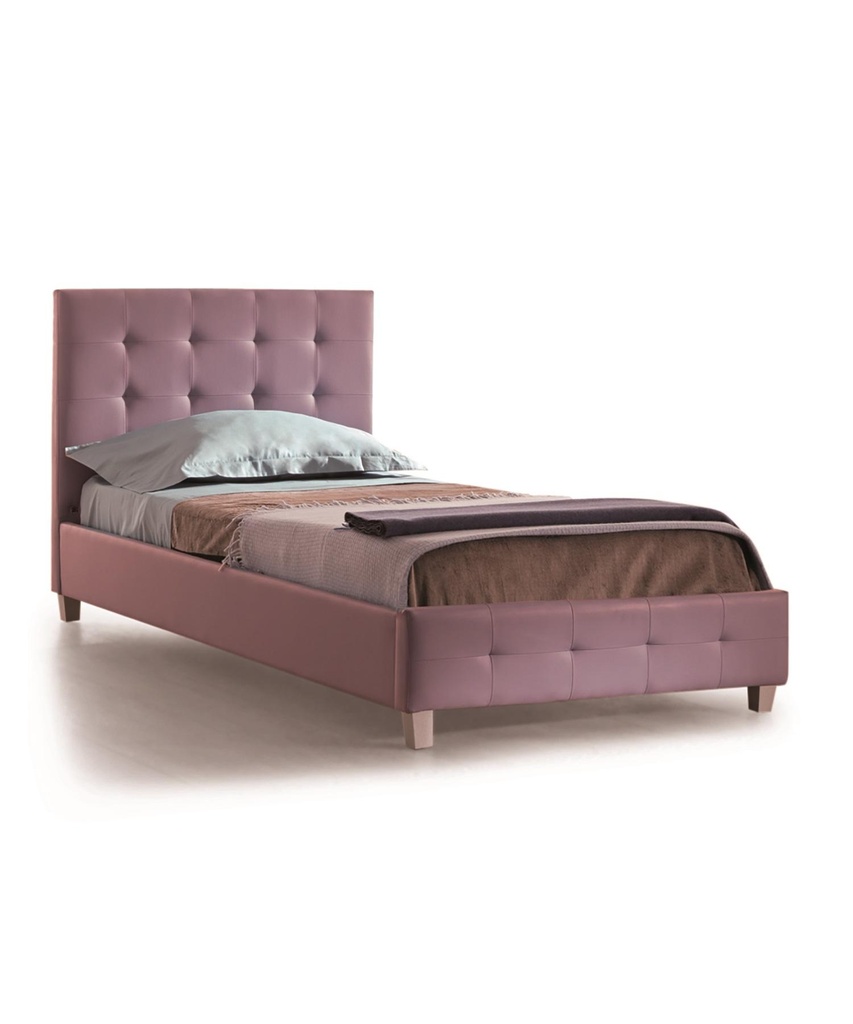 Letto singolo in similpelle malva, 212x97x89 cm