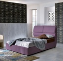 Letto una piazza e mezzo in legno e similpelle malva, 100cm x 229cm x 107cm