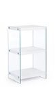 Libreria 3P Line Wood Bianco - Mensole in MDF Rivestite in Carta Melaminica - Fianchi in Vetro Temperato Spessore 12mm - Misure 40a x 30b x 70h - Da Assemblare