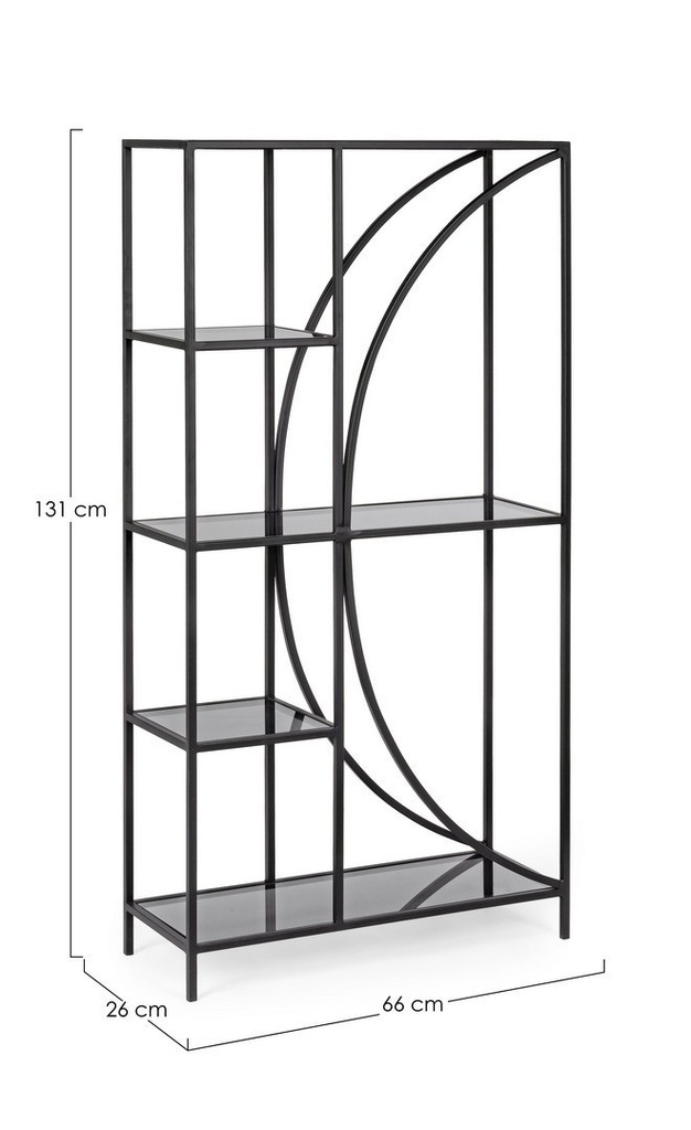 Libreria 4 piani metallo nero Korvet