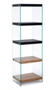 Libreria 5P Line Wood Nero - Mensole in Mdf Rivestite in Carta Melaminica Effetto Legno - Fianchi in Vetro Temperato Spessore 12mm - Da Assemblare - 40a x 30b x 131h