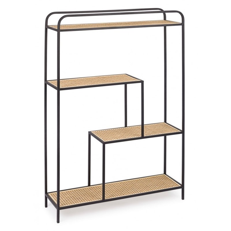 Libreria in acciaio sagomata quattro ripiani antracite ELYOT 85,5x25,5x h131 cm
