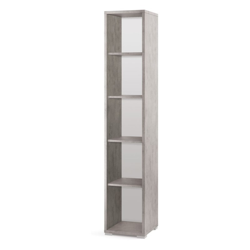 Libreria alta moderna in legno Beton Cemento con quattro ripiani 39x41x h199 cm