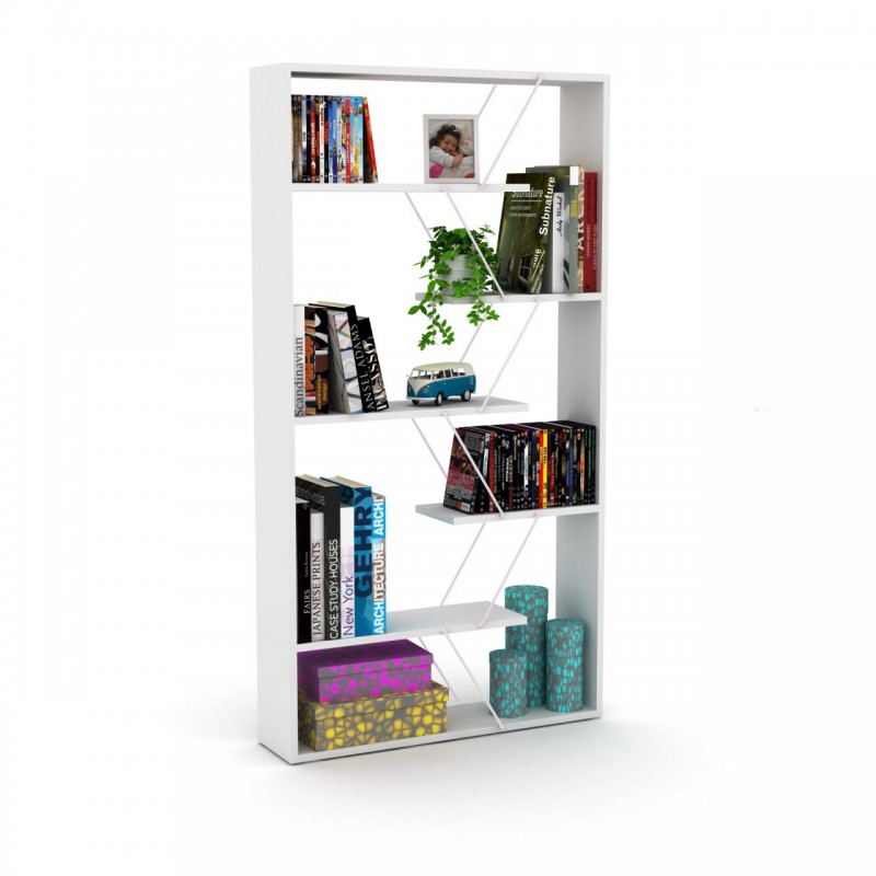 Libreria moderna moderna divisorio bianca cm 84x22x157 h