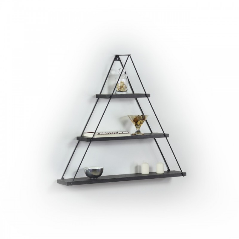 Libreria muro triangolare bacheca piramide nero  cm 74 x 13 x 61 h
