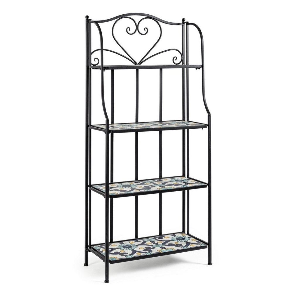 Libreria Pieghevole 4 Piani in Metallo Stile Country 57x28x133 cm