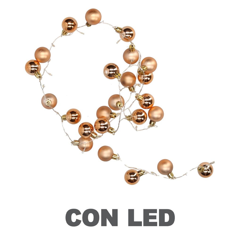 Luce filo sfera rame 48 led bianco caldo alimentazione fissa ø4x120