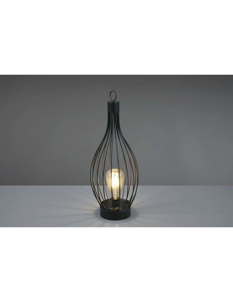 Lampada da Tavolo Mairana Nero Sensore IP44 Luce LED Batterie Ricaricabili