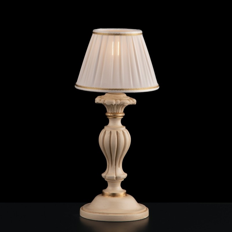 Lume comodino legno e pasta di legno avorio e foglia oro 1 luce