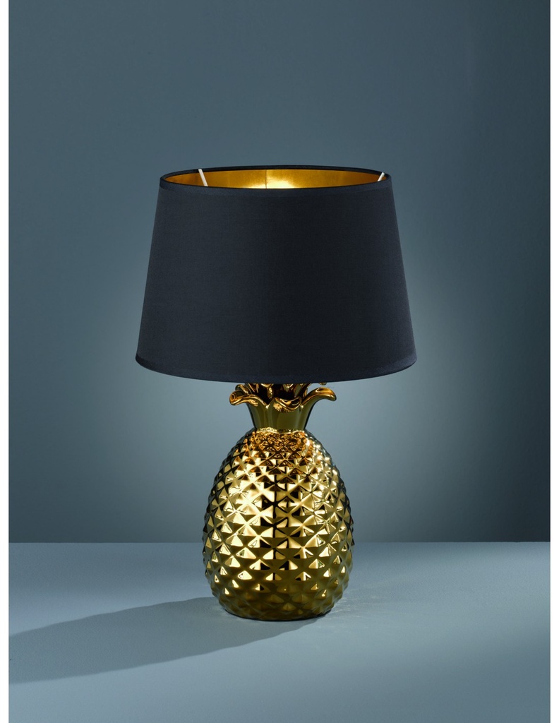 Lume da Tavolo Ananas Oro con Paralume Nero Ø28 cm