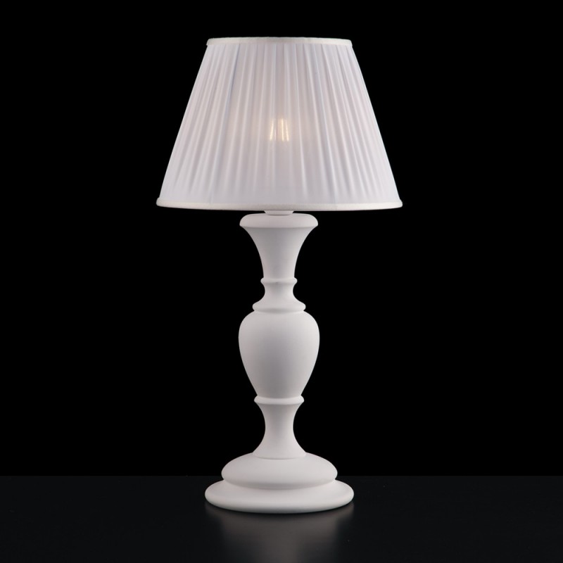 Lume grande  legno e pasta di legno bianco shabby cm 57