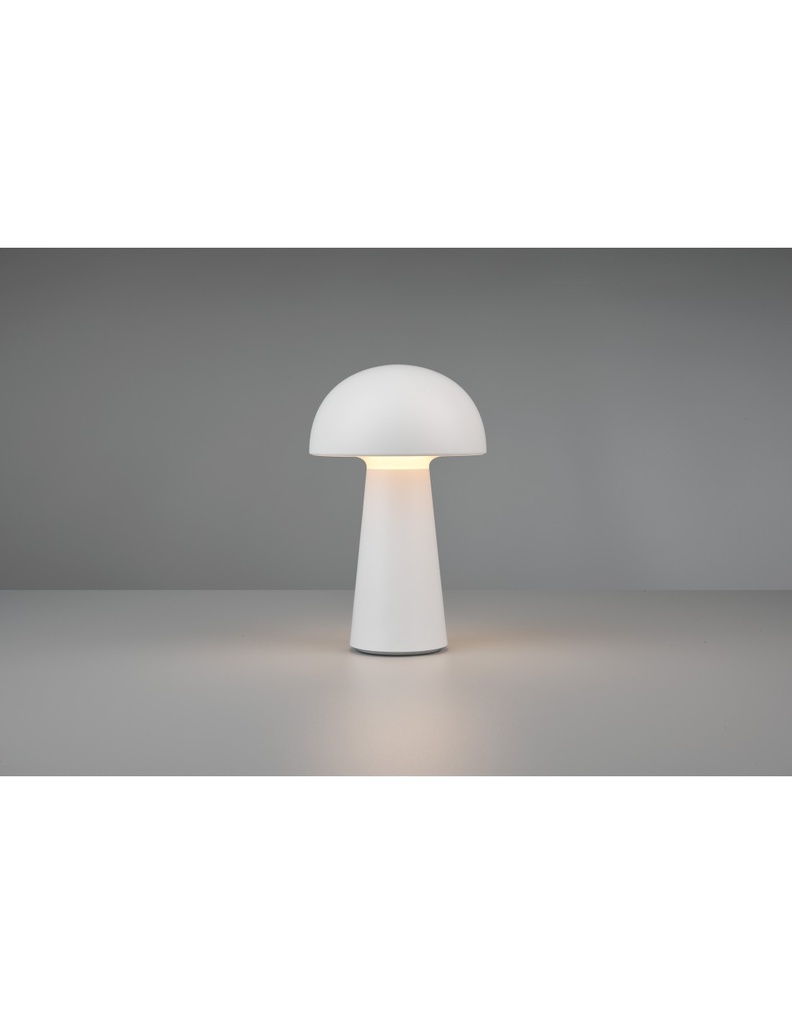 Lampada da tavolo a forma di fungo bianca con LED, ricaricabile tramite USB
