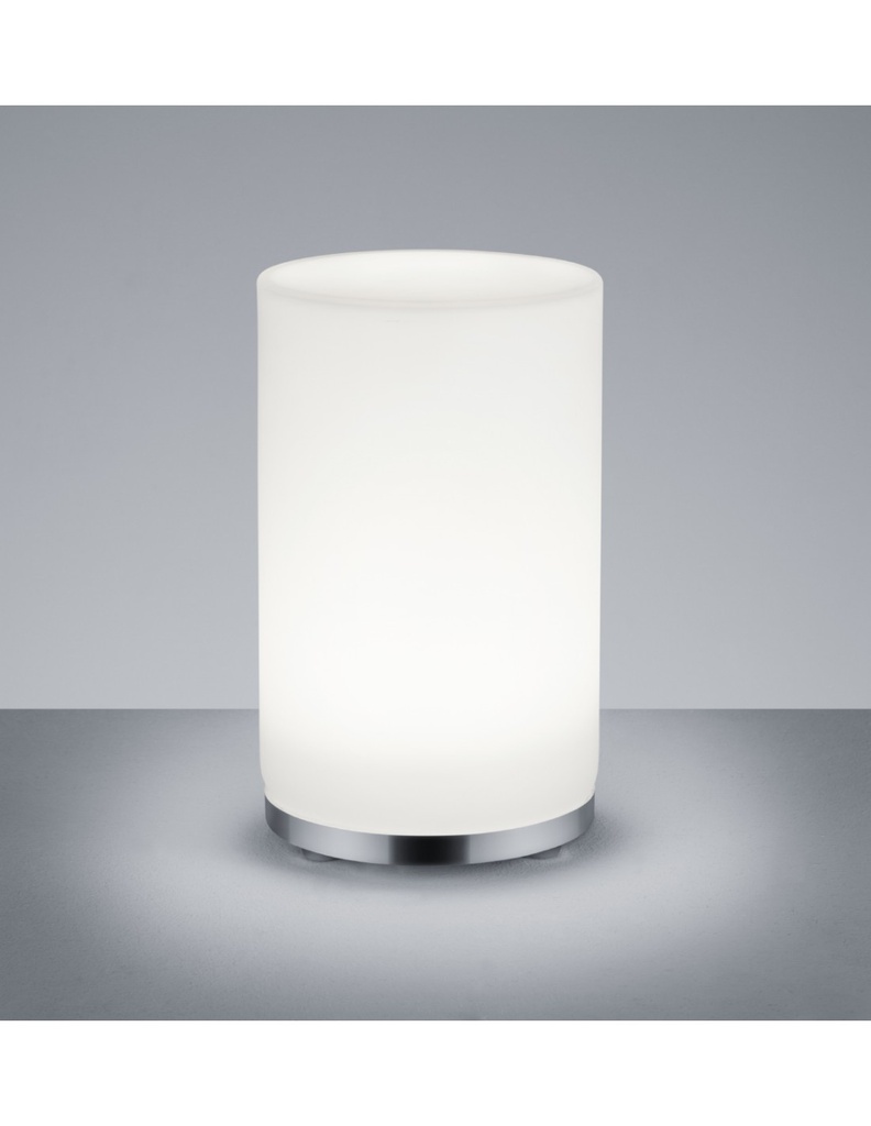 Lumetto Cromo Vetro Bianco Led Rgbw Dimmerabile Ø12 cm